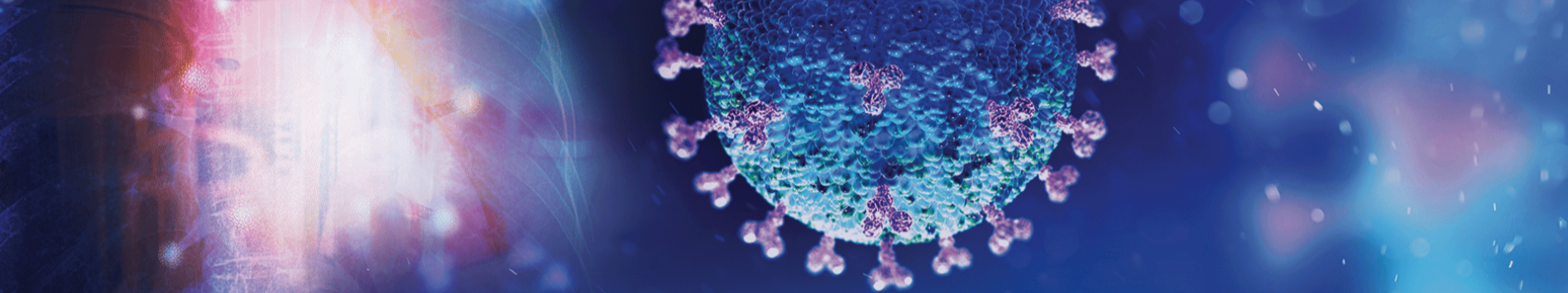Illustration of coronavirus particle as seen under a microscope.
